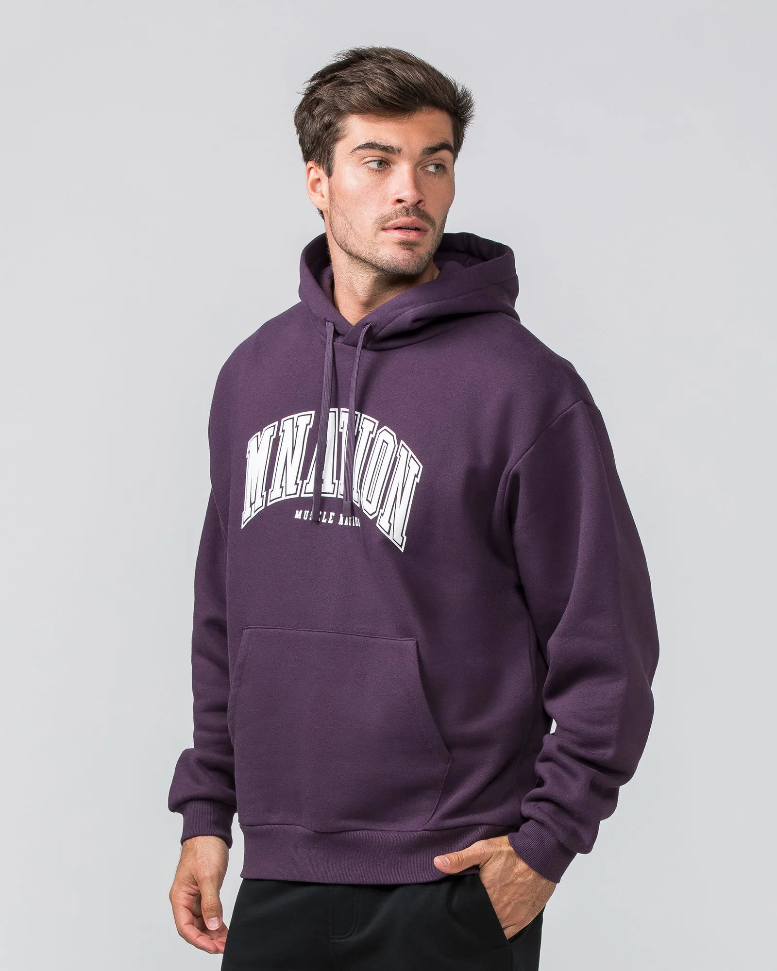 Varsity Oversized Hoodie - Midnight Plum sold by Muscle Nation product image thumbnail 4