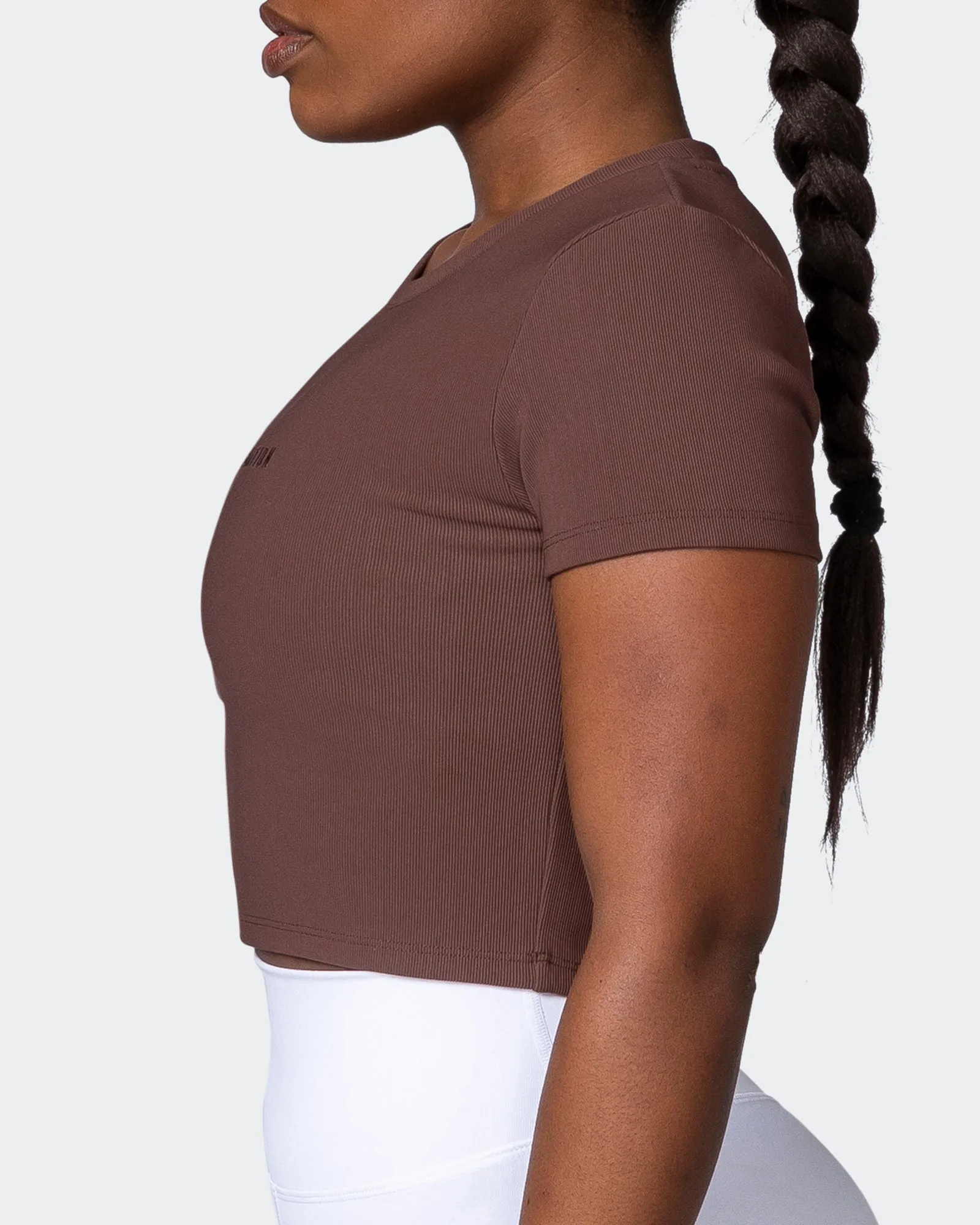 Off Duty Rib Cropped Tee - Coffee sold by Muscle Nation product image thumbnail 4