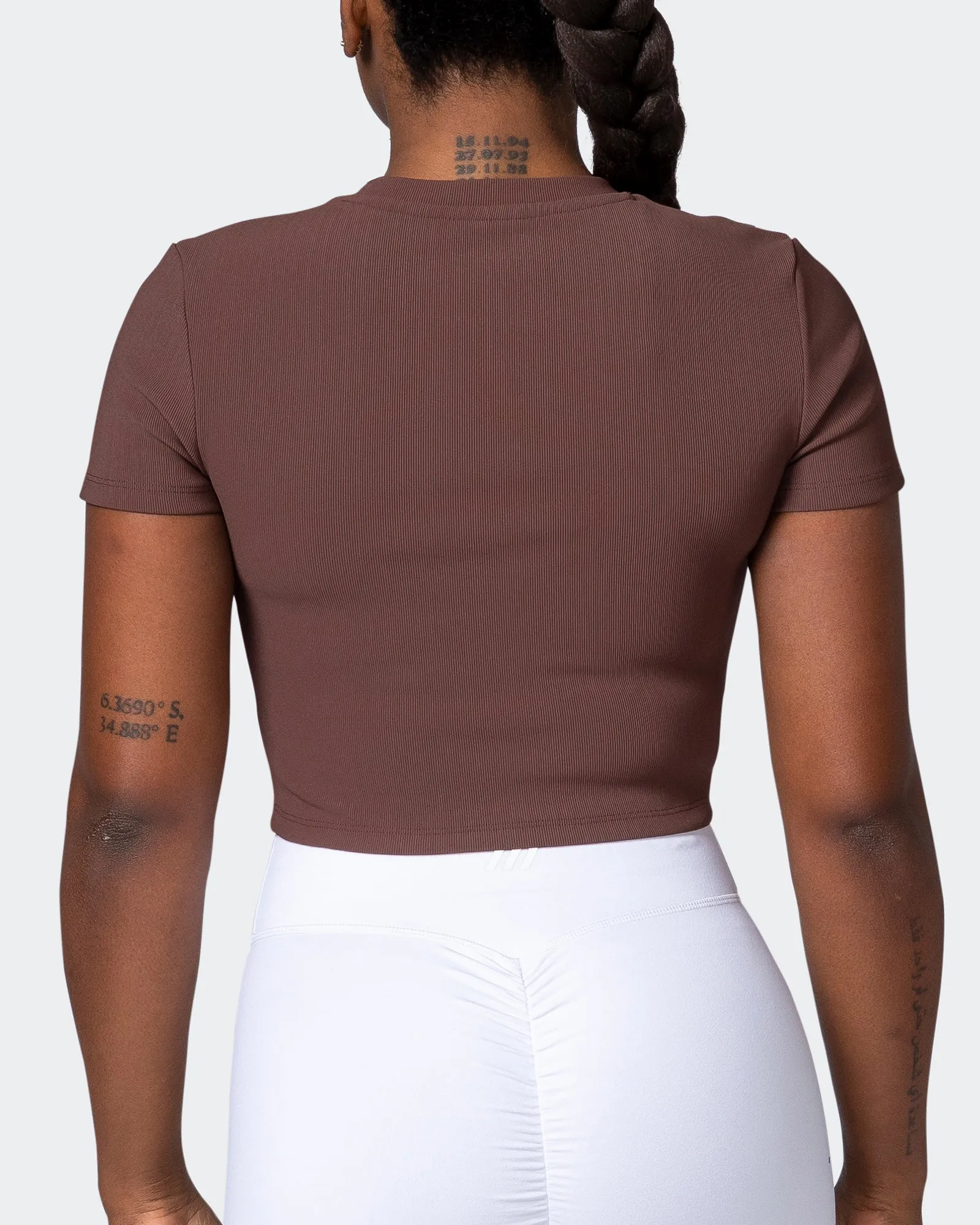 Off Duty Rib Cropped Tee - Coffee sold by Muscle Nation product image thumbnail 5