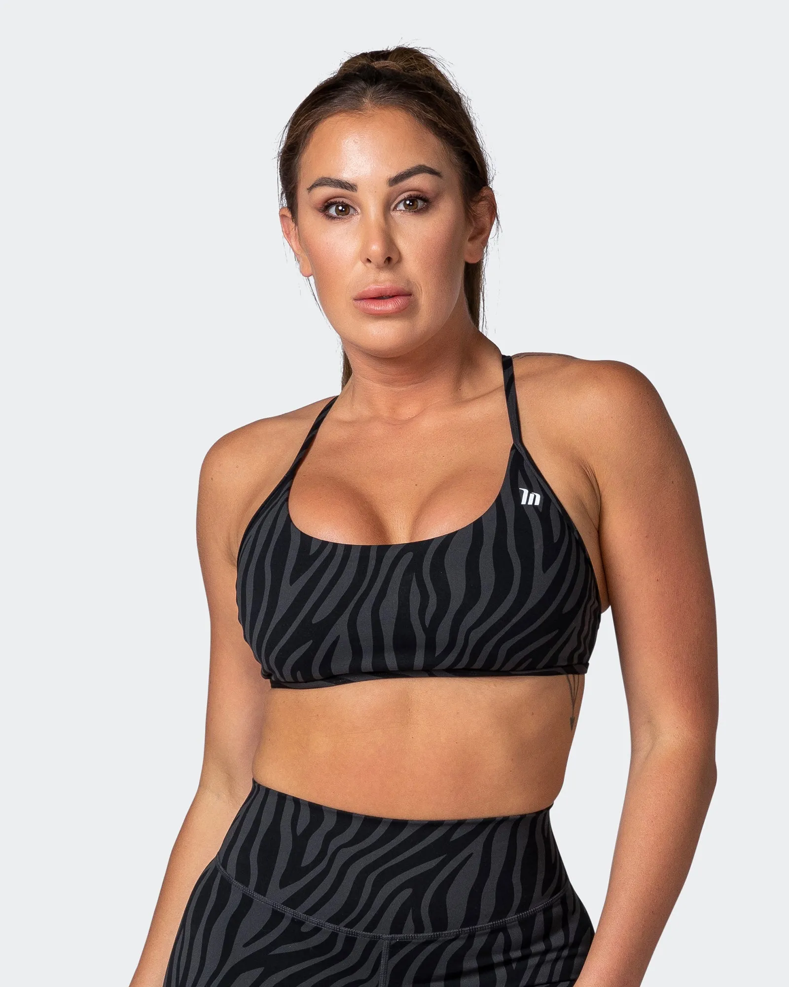 Essence Bralette - Monochrome Zebra Print sold by Muscle Nation