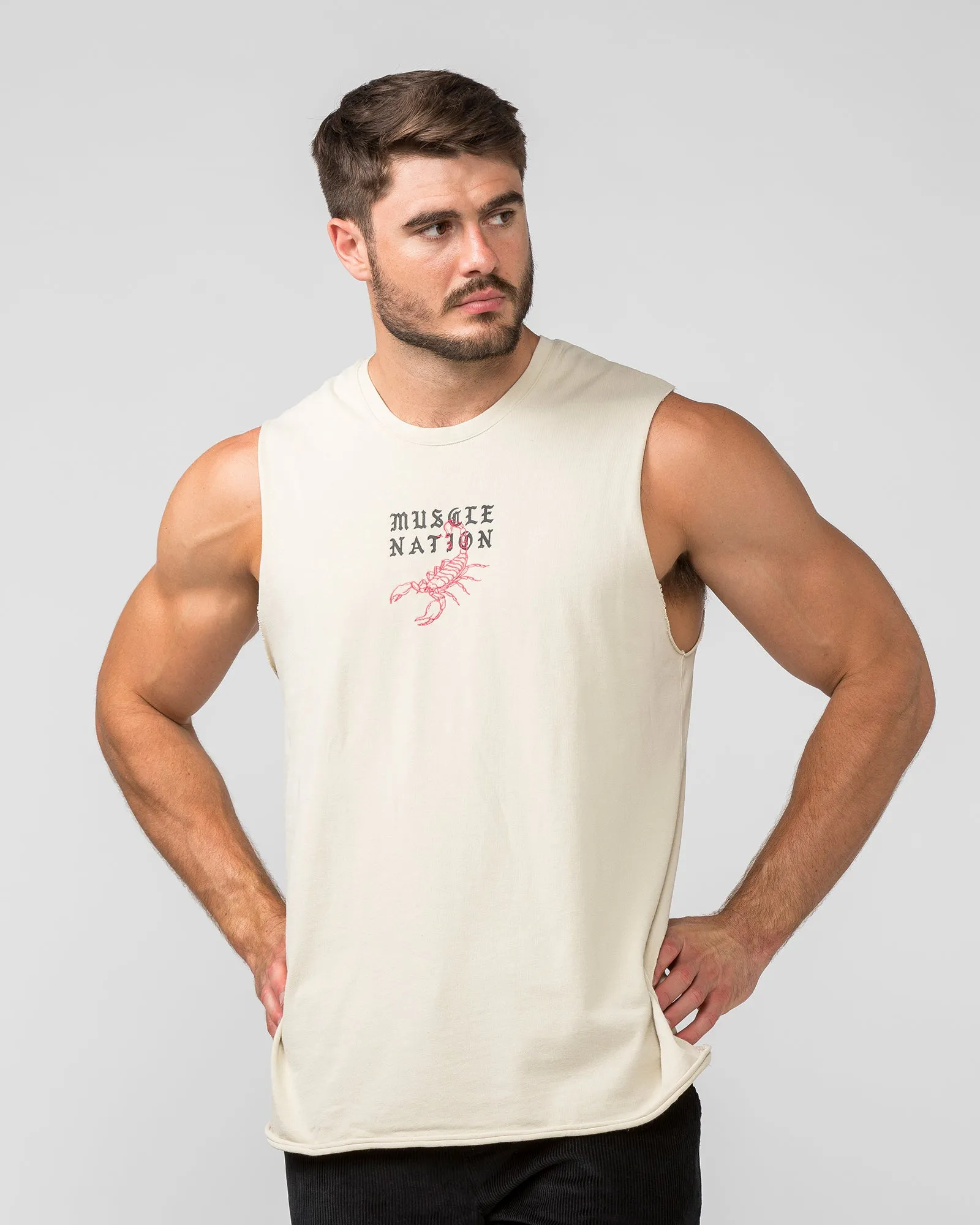 Scorpion Heavy Vintage Tank - Washed Cream sold by Muscle Nation