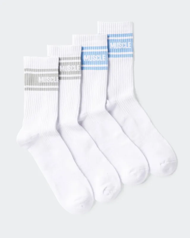 Mens MN Crew Socks - Periwinkle/ Steel (2 Pack) sold by Muscle Nation