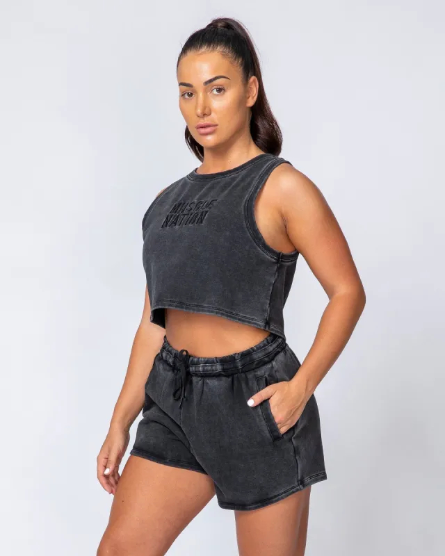 Cropped Rest Day Tank - Washed Black made by Muscle Nation