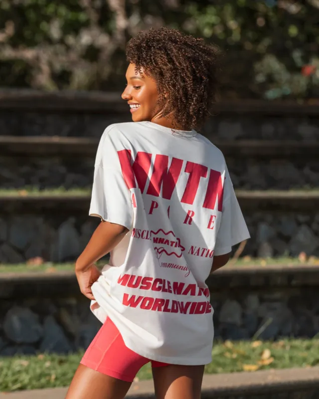 Womens Represent Oversized Tee - Travertine sold by Muscle Nation