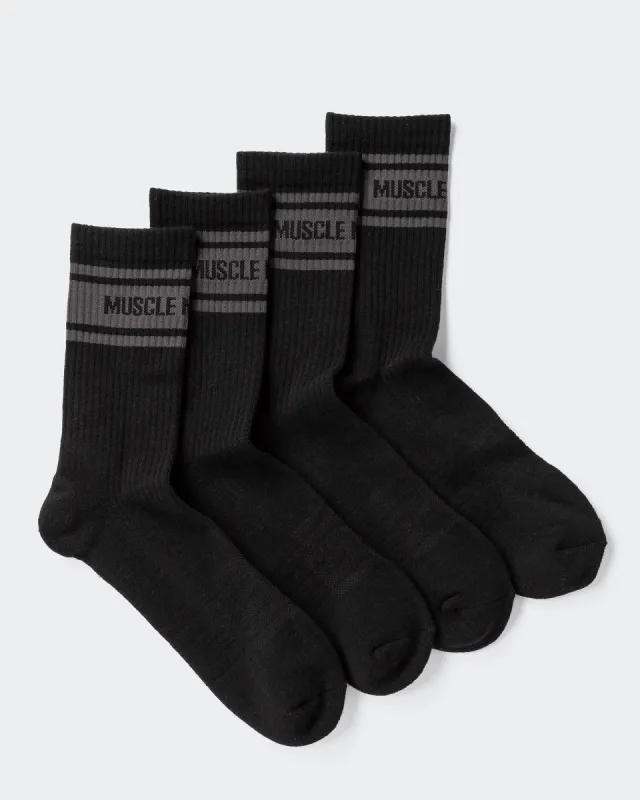 Mens MN Crew Socks - Black / Charcoal (2 Pack) sold by Muscle Nation