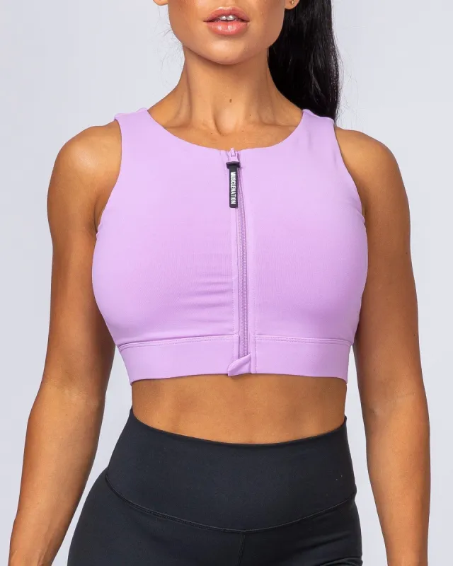 Zip Up Bra - Lilac sold by Muscle Nation