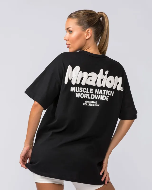 Womens Bubble Warp Oversized Heavy Tee - Black sold by Muscle Nation