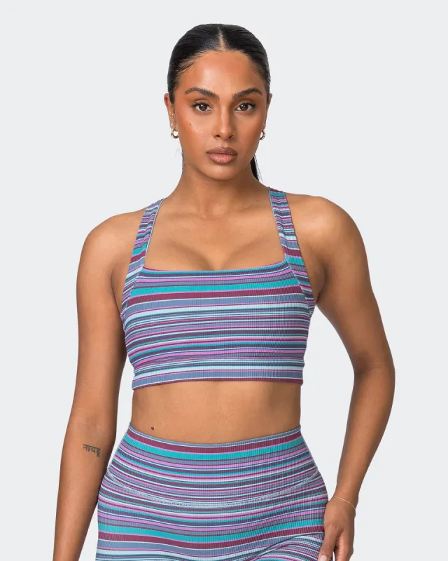 Rebound Rib Bra - Dusk Desert Stripe Print sold by Muscle Nation