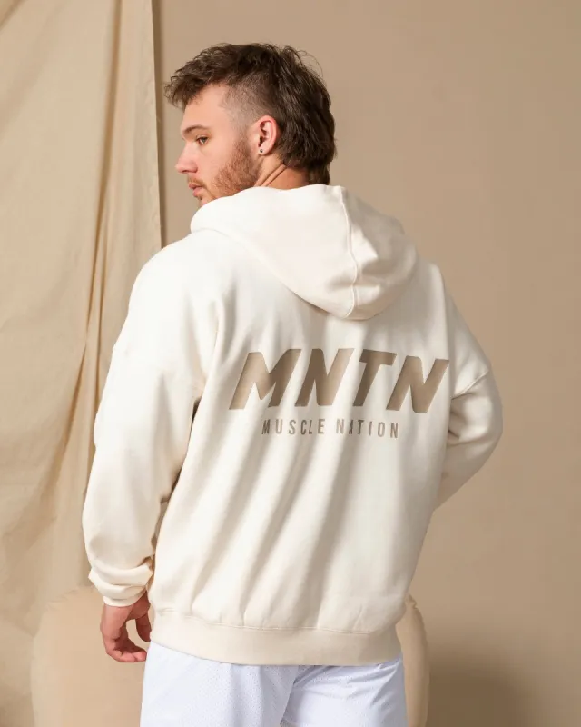 Mens Vintage Oversized Zip Up Hoodie - Travertine sold by Muscle Nation