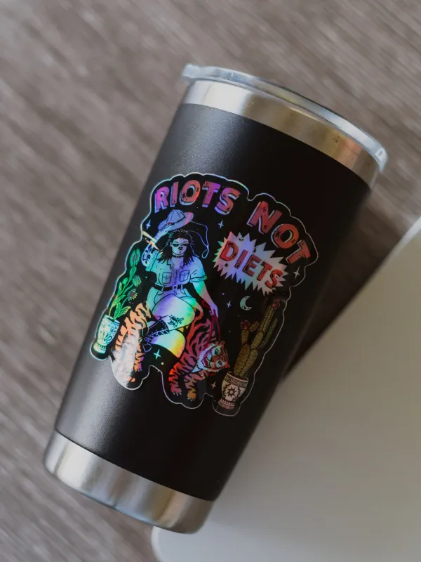 Riots Not Diets Sticker made by Octopied Mind