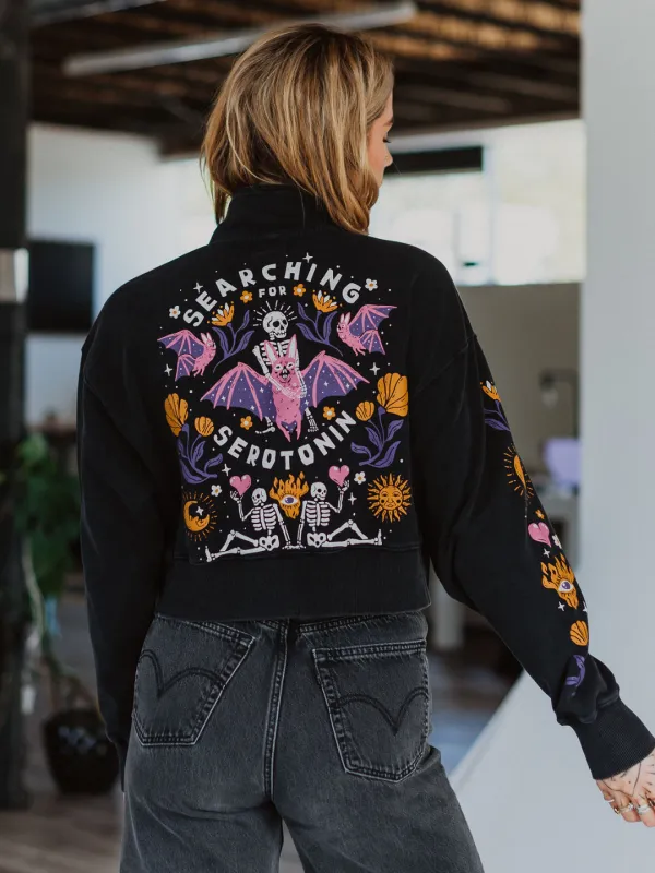 Searching for Serotonin 1/4 Zip Sweater sold by Octopied Mind