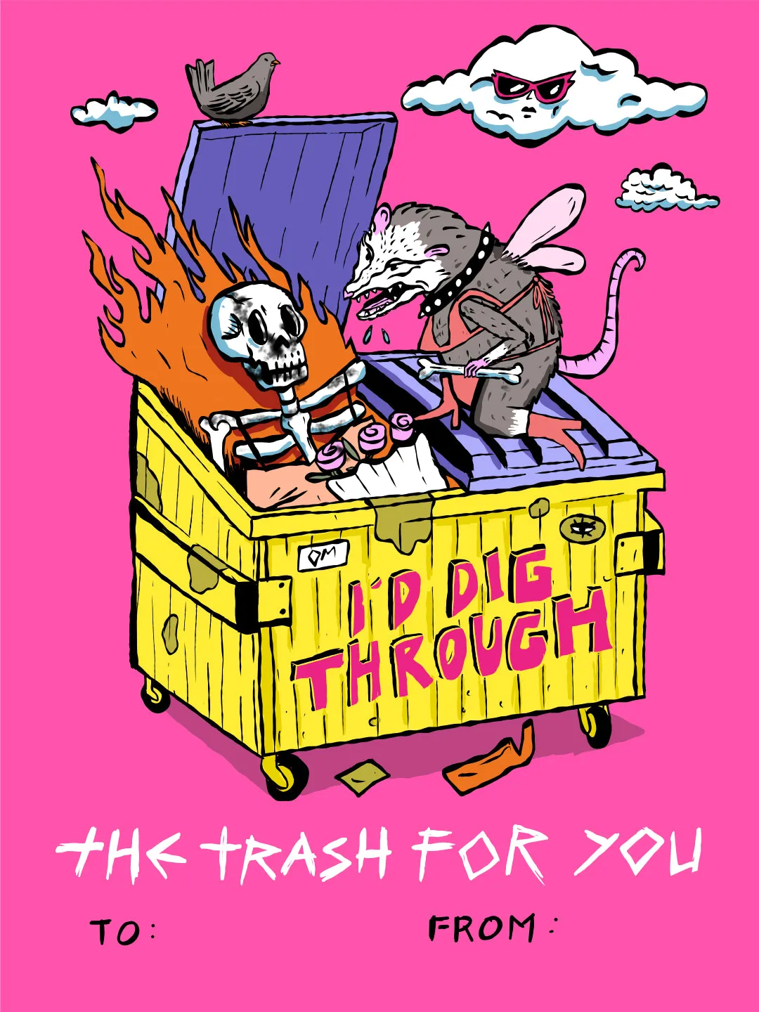 Dumpster Diver Valentine's Day Card sold by Octopied Mind
