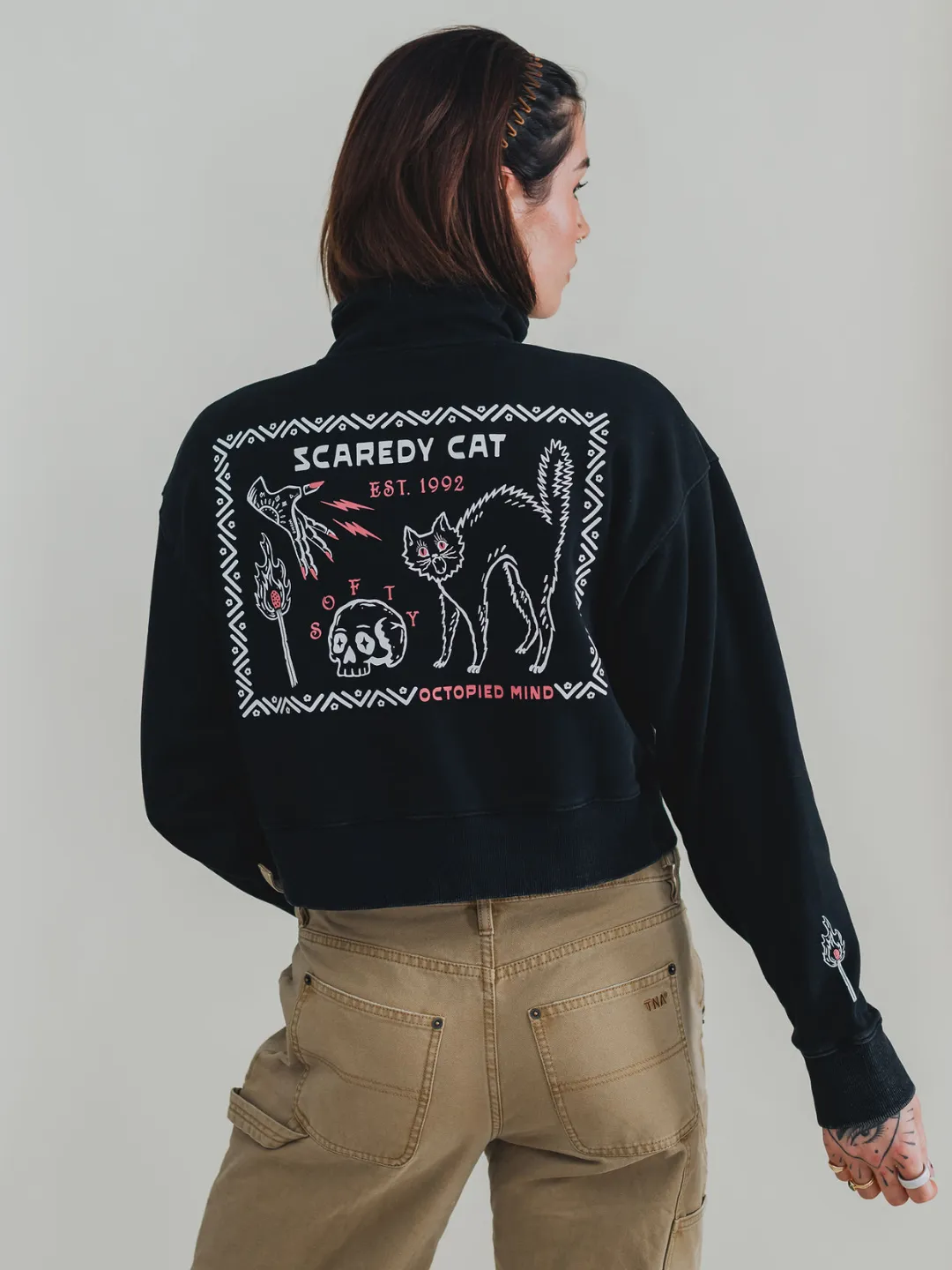 Scaredy Cat 1/4 Zip Sweater sold by Octopied Mind