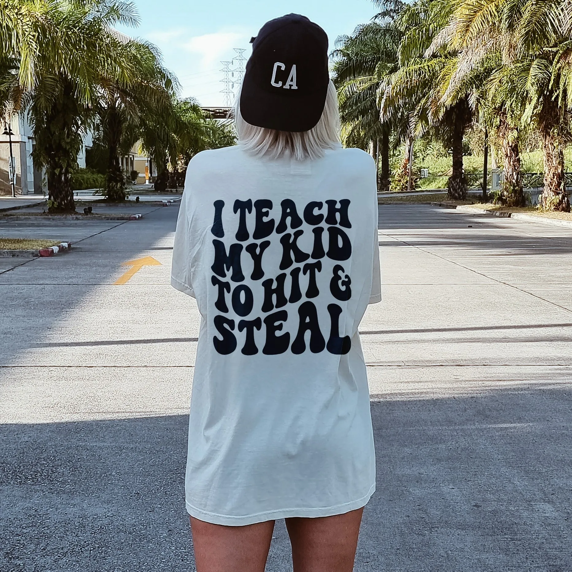 I Teach My Kid To Hit And Steal Heavyweight Baseball Mama Tee sold by Alley and Rae product image thumbnail 3