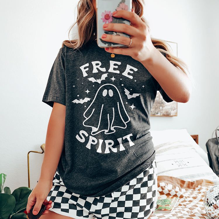 Free Spirit Ghost Lightweight Halloween Tee (Wholesale) sold by Ally and Rae