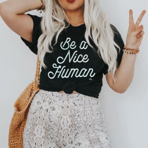 Be A Nice Human Retro Graphic Tee Shirt (Wholesale) sold by Ally and Rae