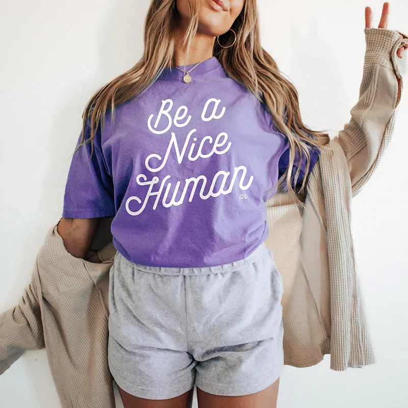 Be A Nice Human Heavyweight Graphic Tee Shirt (Wholesale) sold by Alley and Rae product image thumbnail 5