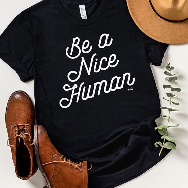 Be A Nice Human Retro Graphic Tee Shirt (Wholesale) sold by Ally and Rae product image thumbnail 5