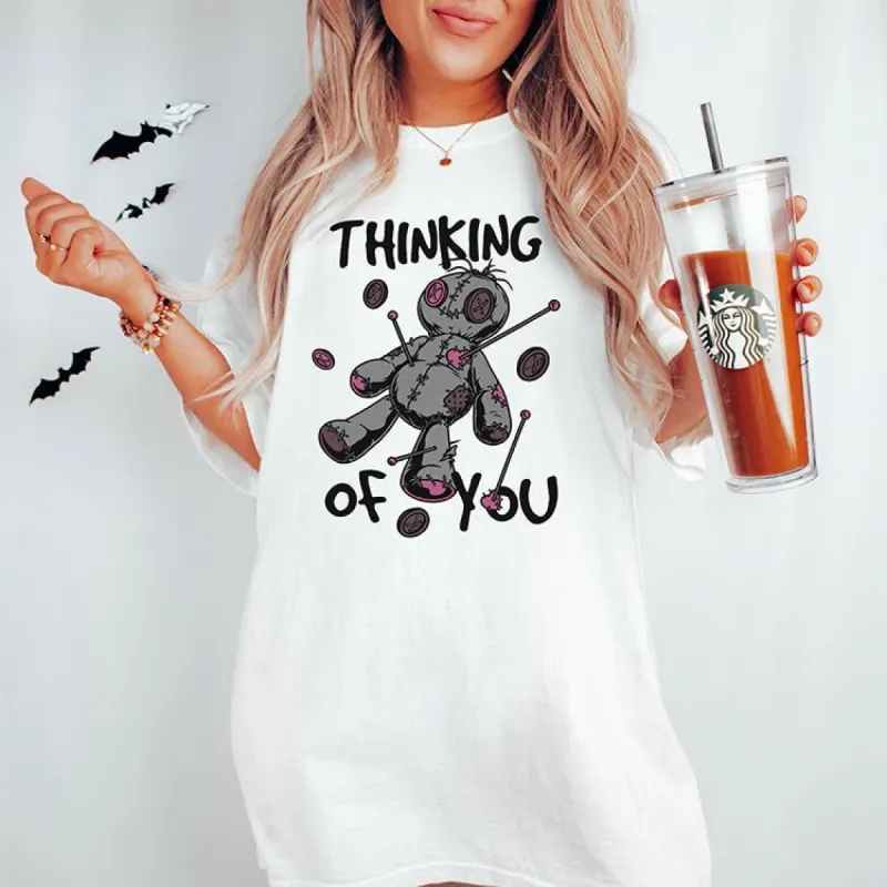 Thinking Of You Voodoo Doll Heavyweight Halloween Tee (Wholesale) sold by Ally and Rae