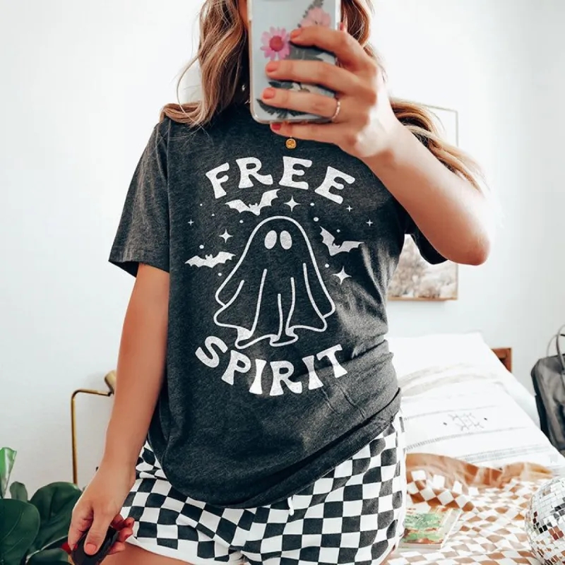 Free Spirit Ghost Lightweight Halloween Tee (Wholesale) made by Alley and Rae
