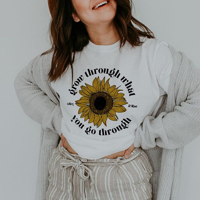 Grow Through What You Go Through Sunflower Tee (Wholesale) sold by Ally and Rae