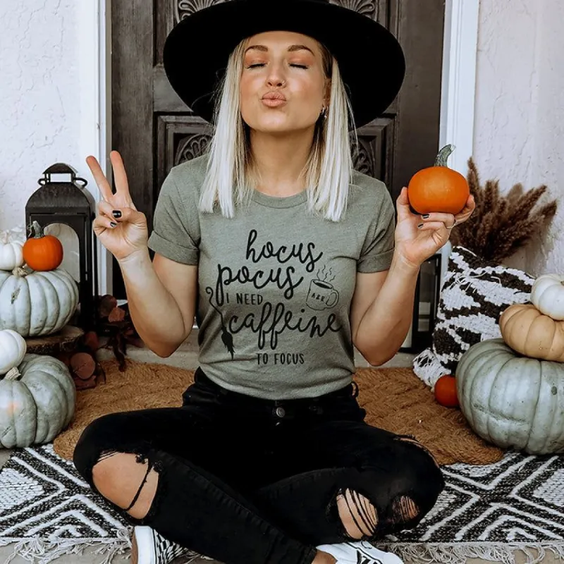 Hocus Pocus I Need Caffeine To Focus Lightweight Tee (Wholesale) sold by Ally and Rae