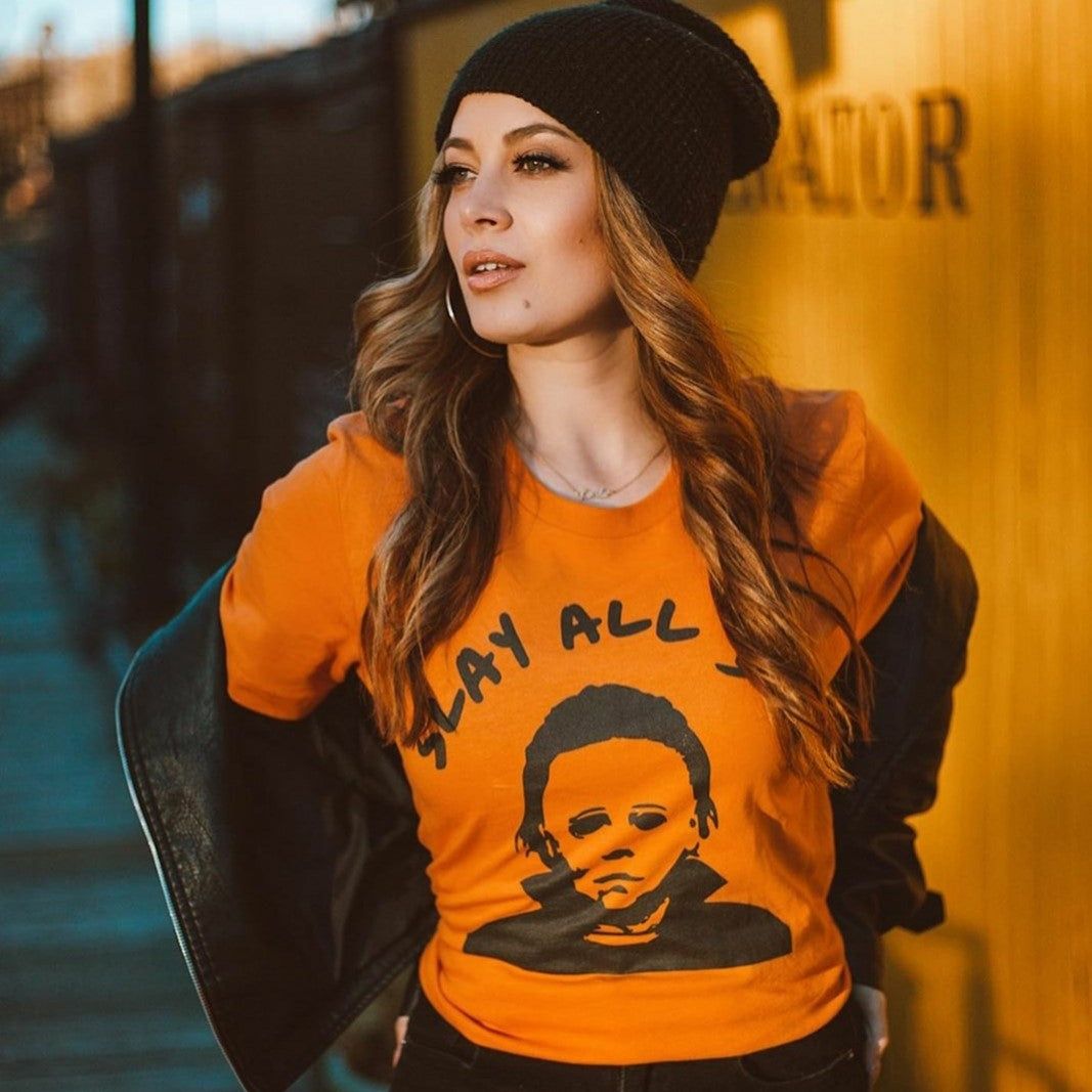Slay All Day Michael Myers Lightweight Halloween Tee (Wholesale) sold by Ally and Rae product image thumbnail 3