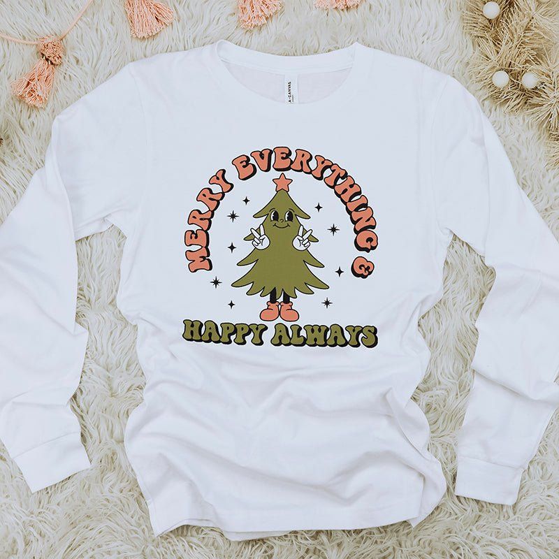 Merry Everything & Happy Always Lightweight Long Sleeve Christmas Tee sold by Ally and Rae product image thumbnail 3