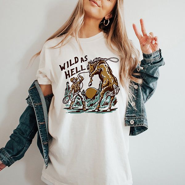 Wild As Hell Western Graphic Tee (Wholesale) sold by Ally and Rae