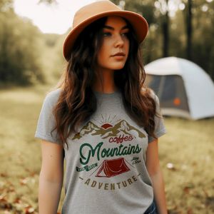 Coffee Mountains Adventure Camping Tee (Wholesale) sold by Ally and Rae