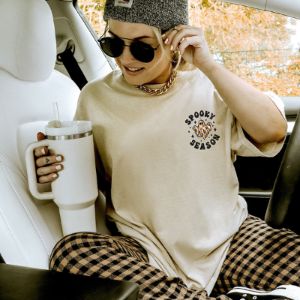 Spooky Season Embroidered Heavyweight Tee - Final Sale sold by Ally and Rae
