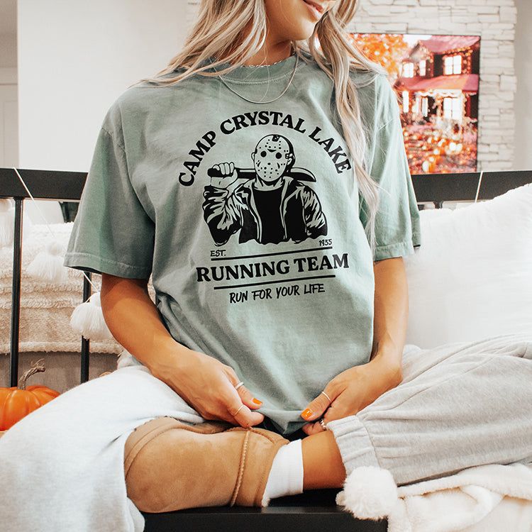 Camp Crystal Lake Running Team Heavyweight Halloween Tee (Wholesale) sold by Ally and Rae