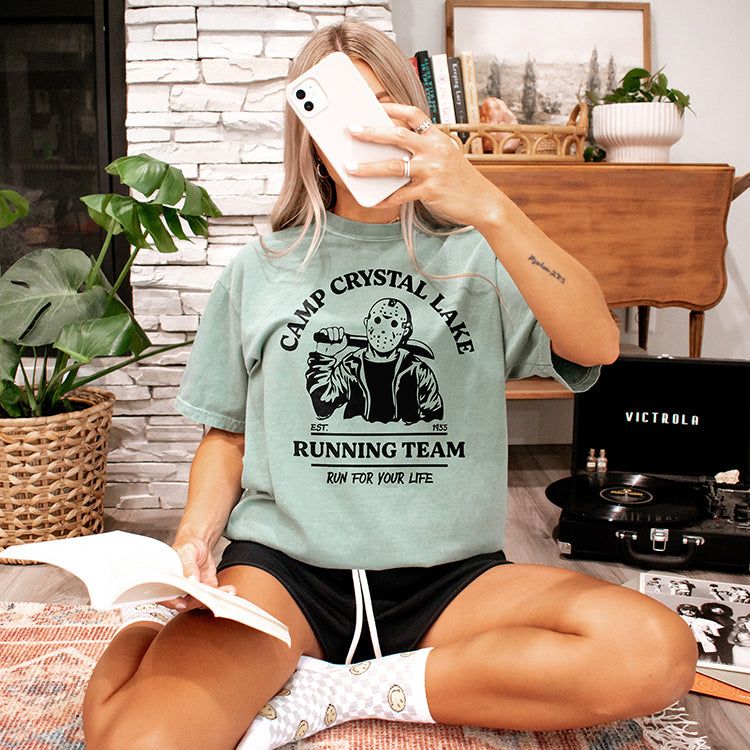 Camp Crystal Lake Running Team Heavyweight Halloween Tee (Wholesale) sold by Ally and Rae product image thumbnail 2