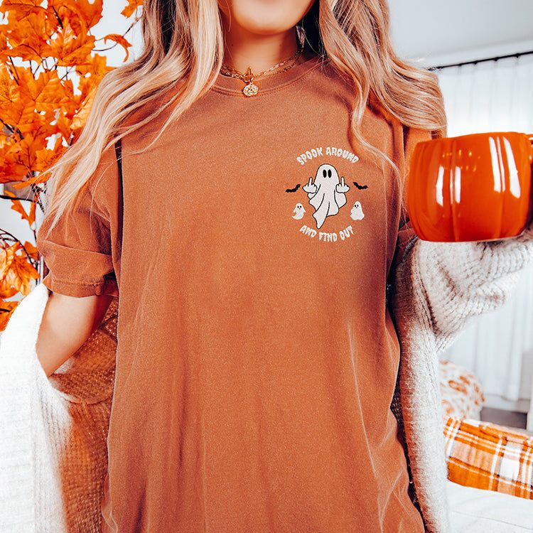 Spook Around And Find Out Embroidered Heavyweight Tee - Final Sale sold by Ally and Rae product image thumbnail 2