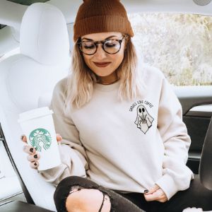 Ghouls Love Coffee Embroidered Crewneck Sweatshirt (Wholesale) sold by Ally and Rae