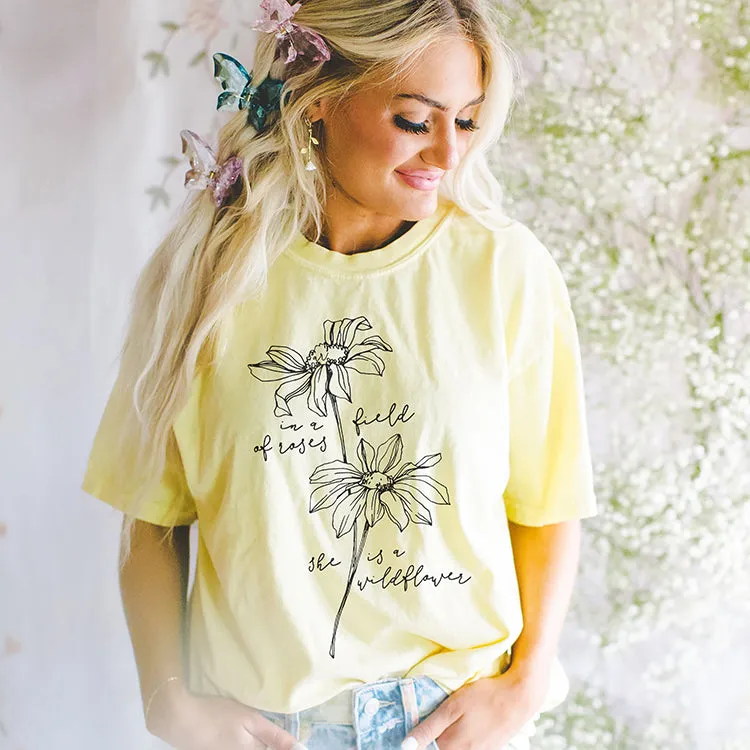 In A Field Of Roses She Is A Wildflower Tee (Wholesale) sold by Alley and Rae product image thumbnail 3