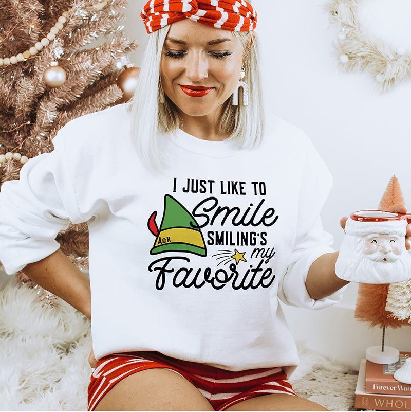 Smiling's My Favorite Elf Crewneck Sweatshirt sold by Ally and Rae