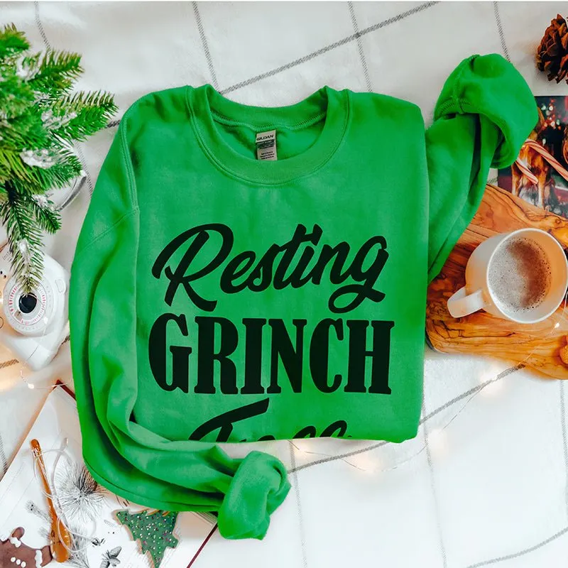 Resting Grinch Face Christmas Sweatshirt sold by Alley and Rae product image thumbnail 2