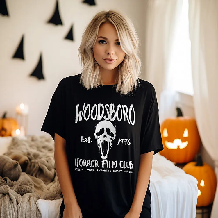 Woodsboro Horror Film Club Lightweight Tee sold by Alley and Rae