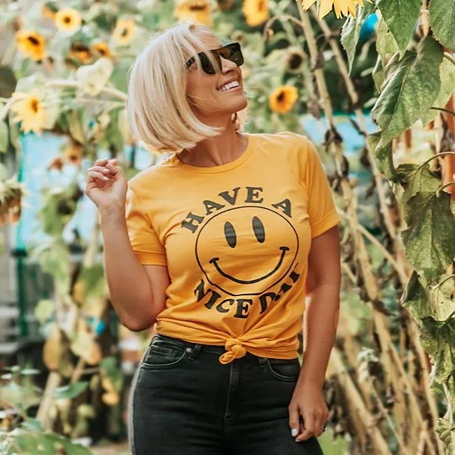 Have A Nice Day Retro Lightweight Smiley Face Tee 🙂 sold by Alley and Rae