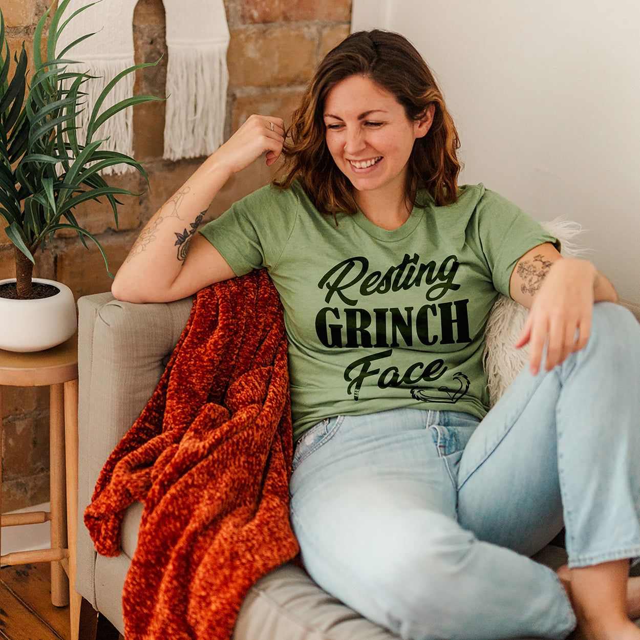 Resting Grinch Face Lightweight Tee Pre-Order sold by Ally and Rae product image thumbnail 3