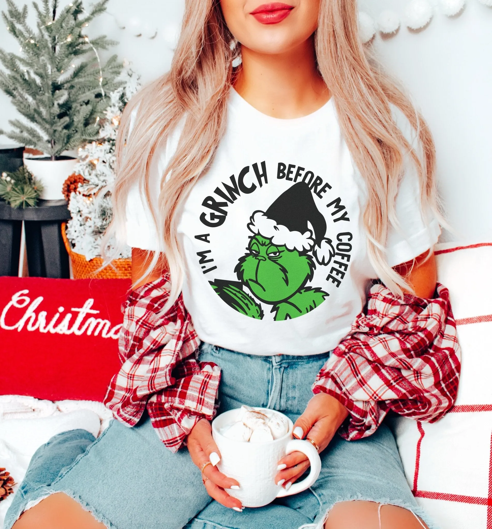 Grinch Before Coffee Lightweight Holiday Tee sold by Alley and Rae product image thumbnail 2