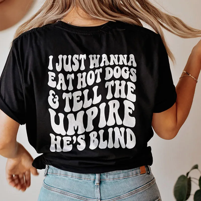 I Just Wanna Eat Hot Dogs Lightweight Baseball Tee sold by Alley and Rae