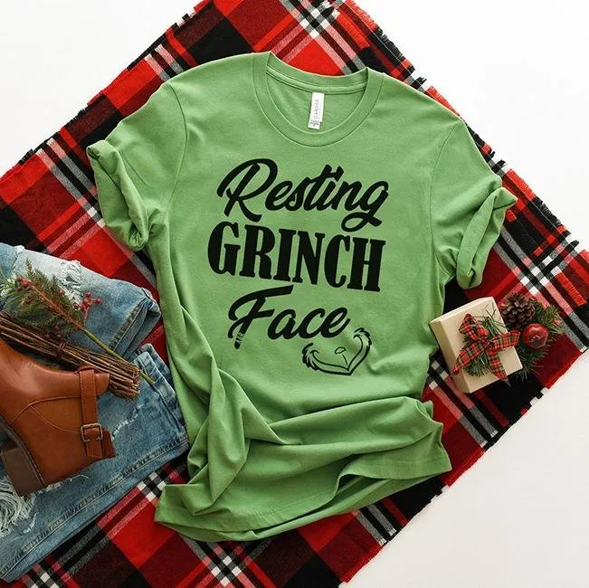 Resting Grinch Face Lightweight Christmas Tee sold by Alley and Rae product image thumbnail 3