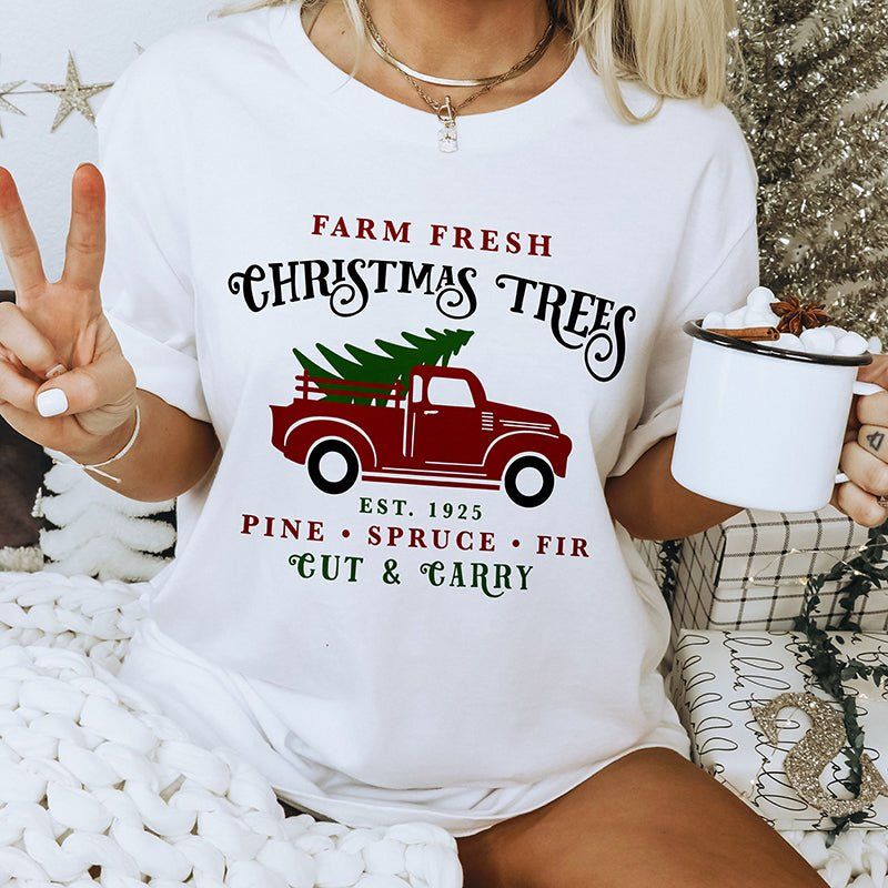 Farm Fresh Christmas Trees Lightweight Tee sold by Ally and Rae