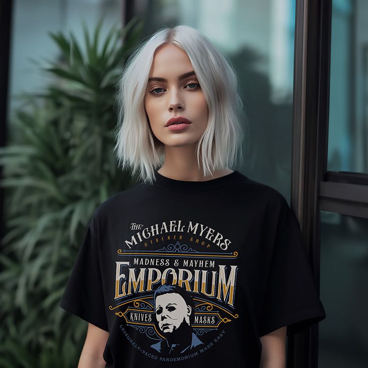 Michael Myers Stalker Shop Emporium Heavyweight Tee (Wholesale) sold by Ally and Rae