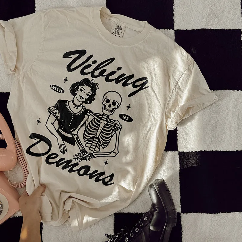 Vibing With My Demons Heavyweight Tee Pre-Order sold by Alley and Rae product image thumbnail 2