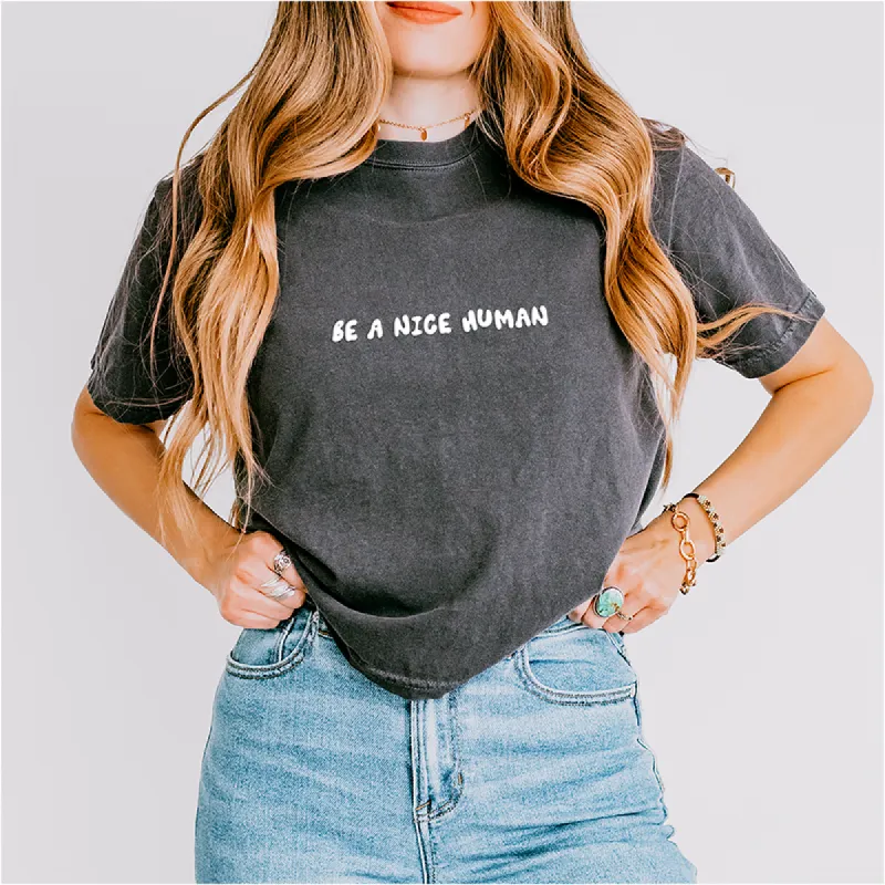 Be A Nice Human Cropped Boxy Tee (Wholesale) sold by Alley and Rae