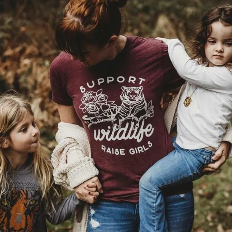 Support Wildlife Raise Girls Lightweight Tee sold by Alley and Rae