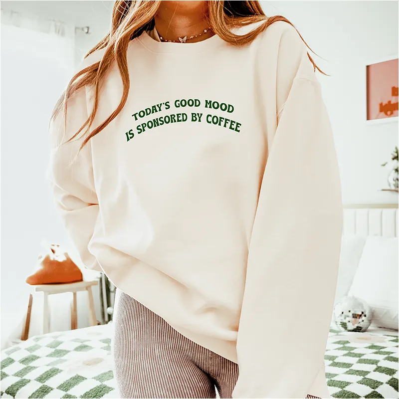 Good Mood Sponsored By Coffee Sweatshirt (Wholesale) sold by Alley and Rae product image thumbnail 2